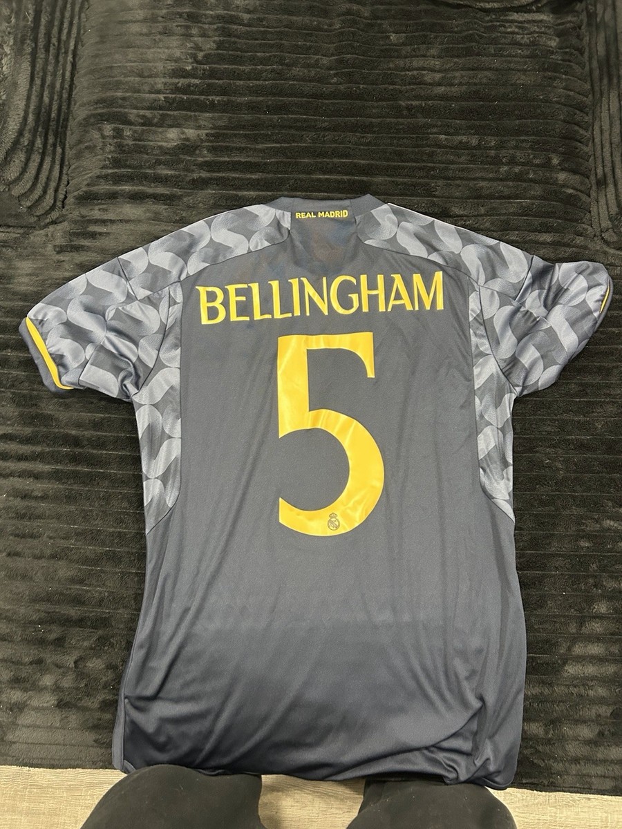 adidas Real Madrid Bellingham #5 Gray Yellow Soccer Jersey Men's