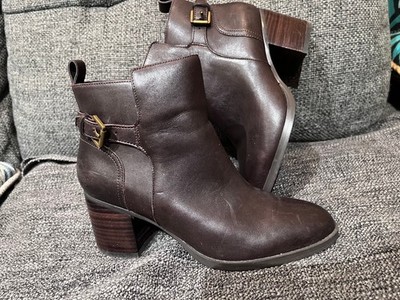 Lauren Ralph Lauren Genna Dark Brown Leather Ankle Boots - Women's Sz 6.5B