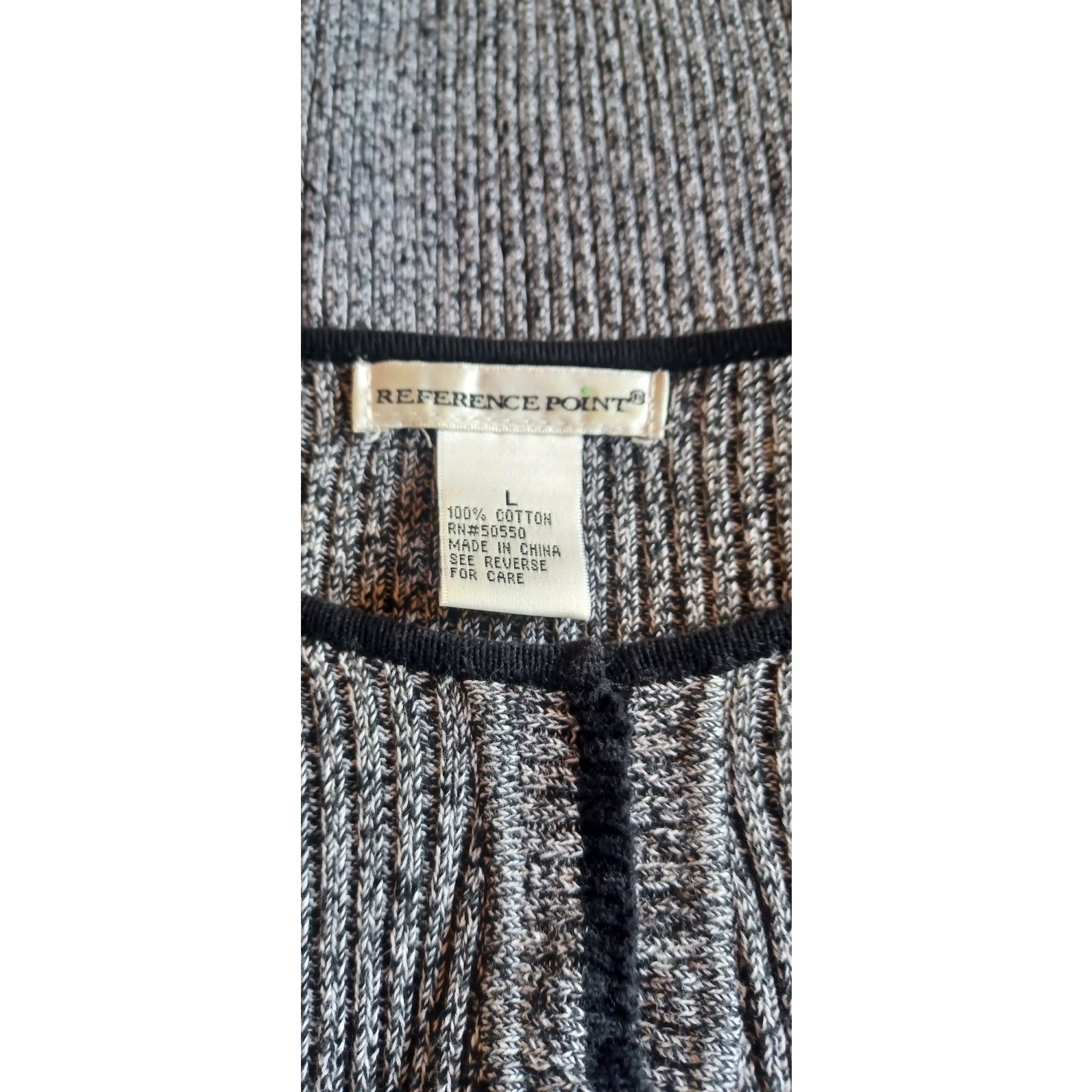Reference Point Gray Black Marled Knit Henley Swe… - image 6