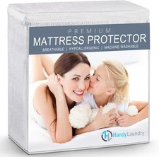 Handy Laundry Waterproof Mattress Protector – Breathable, Twin, White 