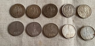 10 Stück 5 Reichsmark Silber top Zustand