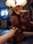 Huge Vintage 1960s Owl Lamp Faux Wood Resin Mid Century Modern Woodland Decor  — photo 7
