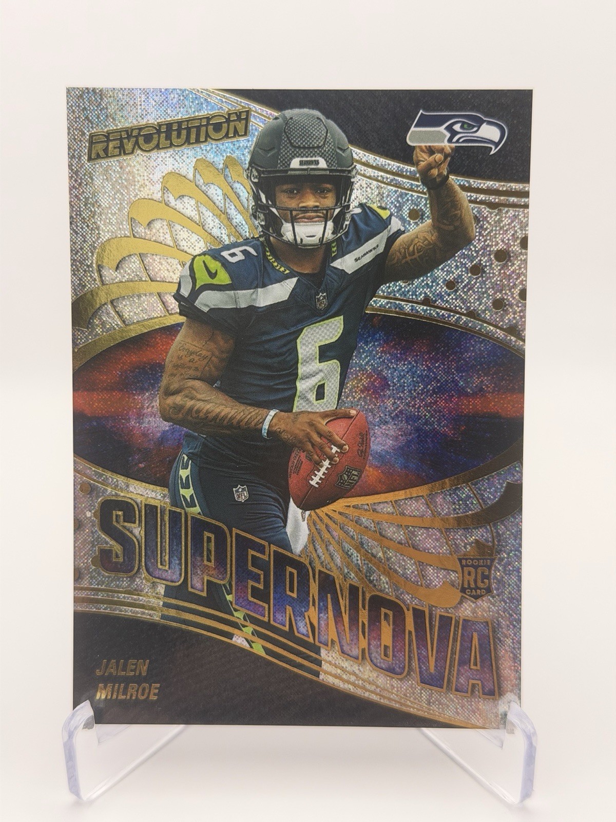 2025 Panini Revolution - Jalen Milroe Supernova Neutron/30 - Seahawks RC