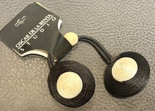 Vintage Oscar De La Renta Studio Black And Cream Ball Pony Tail Holder Elastic