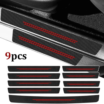 #ad 9X For Subaru Accessories Car Red Door amp; Trunk Sill Protectors Cover Scuff Guard $18.99