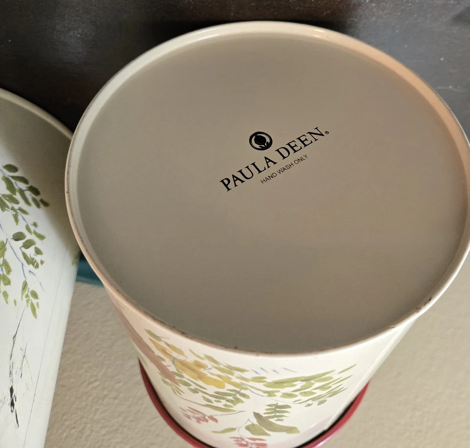 Juego de 3 botes metálicos Paula Deen Garden Rooster rojo y beige despensa  Foto 4 de 4