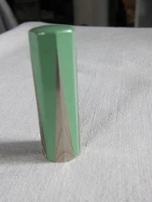 VTG 1920's  Art Deco Lipstick Case Top Only– Green & Silver SKYSCRAPER Motif