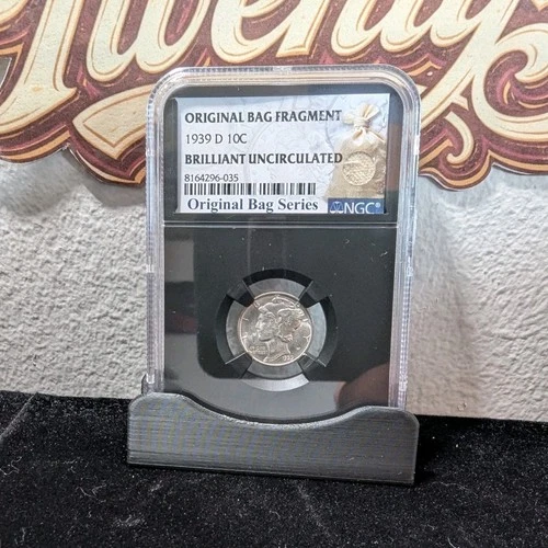 1939 D Mercury Dime NGC Brilliant Uncirculated Original Bag Fragment Silver