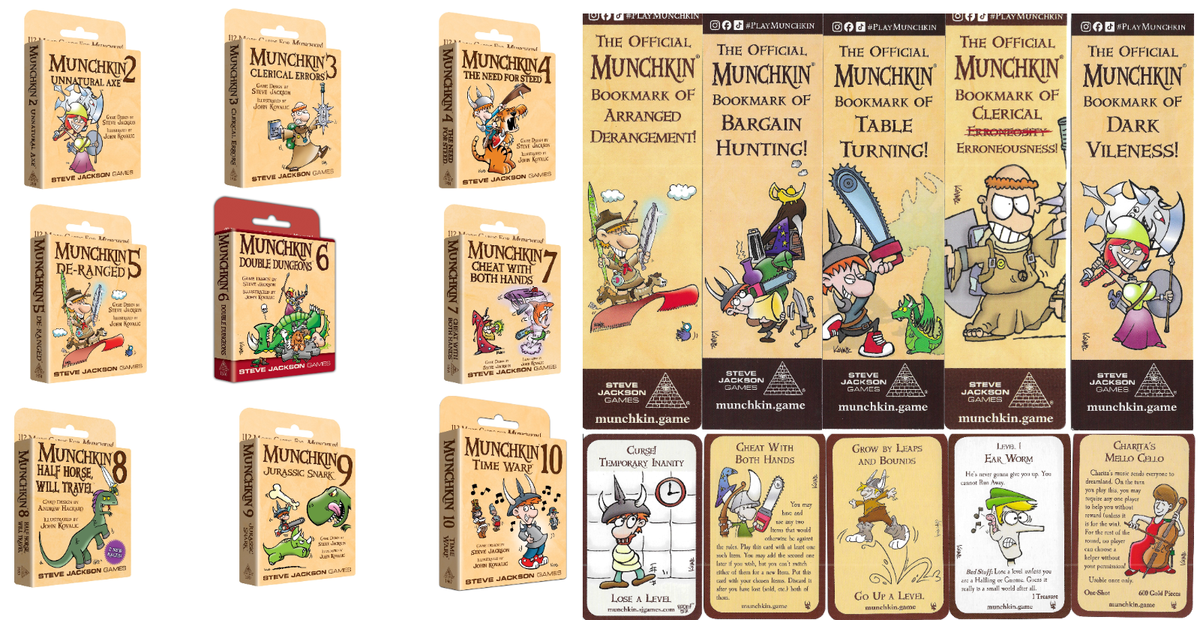 Munchkin w/ Promo Bookmarks & Cards Expansion Set Card Game 2 3 4