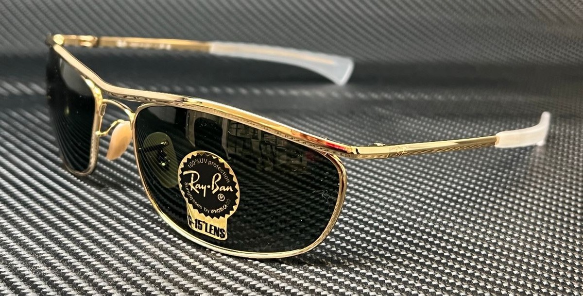 Ray-Ban Olympian I Deluxe Oval Sunglasses - Gold Frame with Green