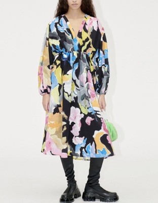 Stine Goya Veroma Abstract Floral Midi Dress XS BNWT RRP £310 (with Pockets)