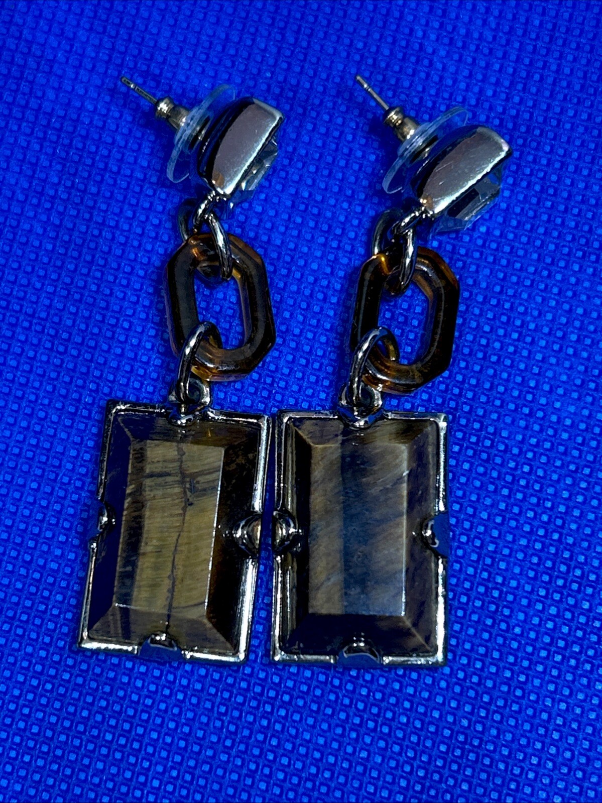 Tiger's Eye Rectangular Stone Dangle/Drop Earring… - image 7