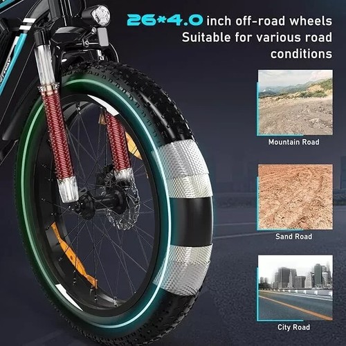 HITWAY BK15 4.0 Fat Tire Electric Bike 250W 48V 15Ah All-Terrain E-Bike 45-80km - Picture 9 of 13
