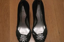 BCB GIRLS High Heels Formal Dress Shoes Women's Size 7 1/2 W Black Satin