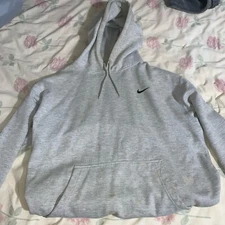 Large Nike Club Pullover Gray Hoodie Mens Swoosh Logo 