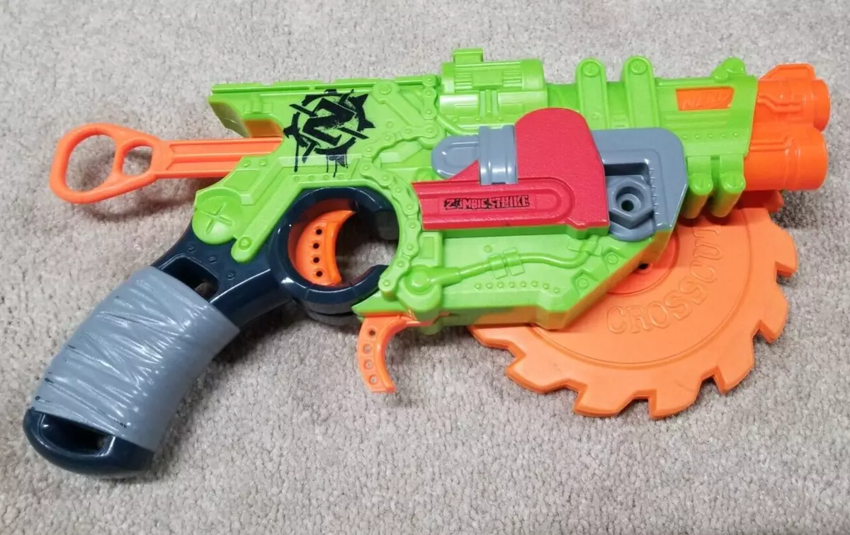 NERF Zombie Strike Crosscut Blaster Pistol Zombie Saw Pre-owned (Gun Only)