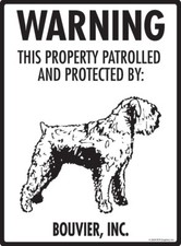 Warning Bouvier des Flandres Property Protected Aluminum Dog Sign - 9" x 12"
