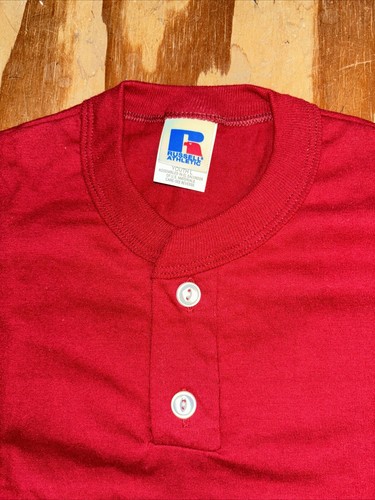 Lot Of 2 Youth Vintage Russell Athletic 2 Button Henley Large Deadstock Cardinal - Picture 3 of 9