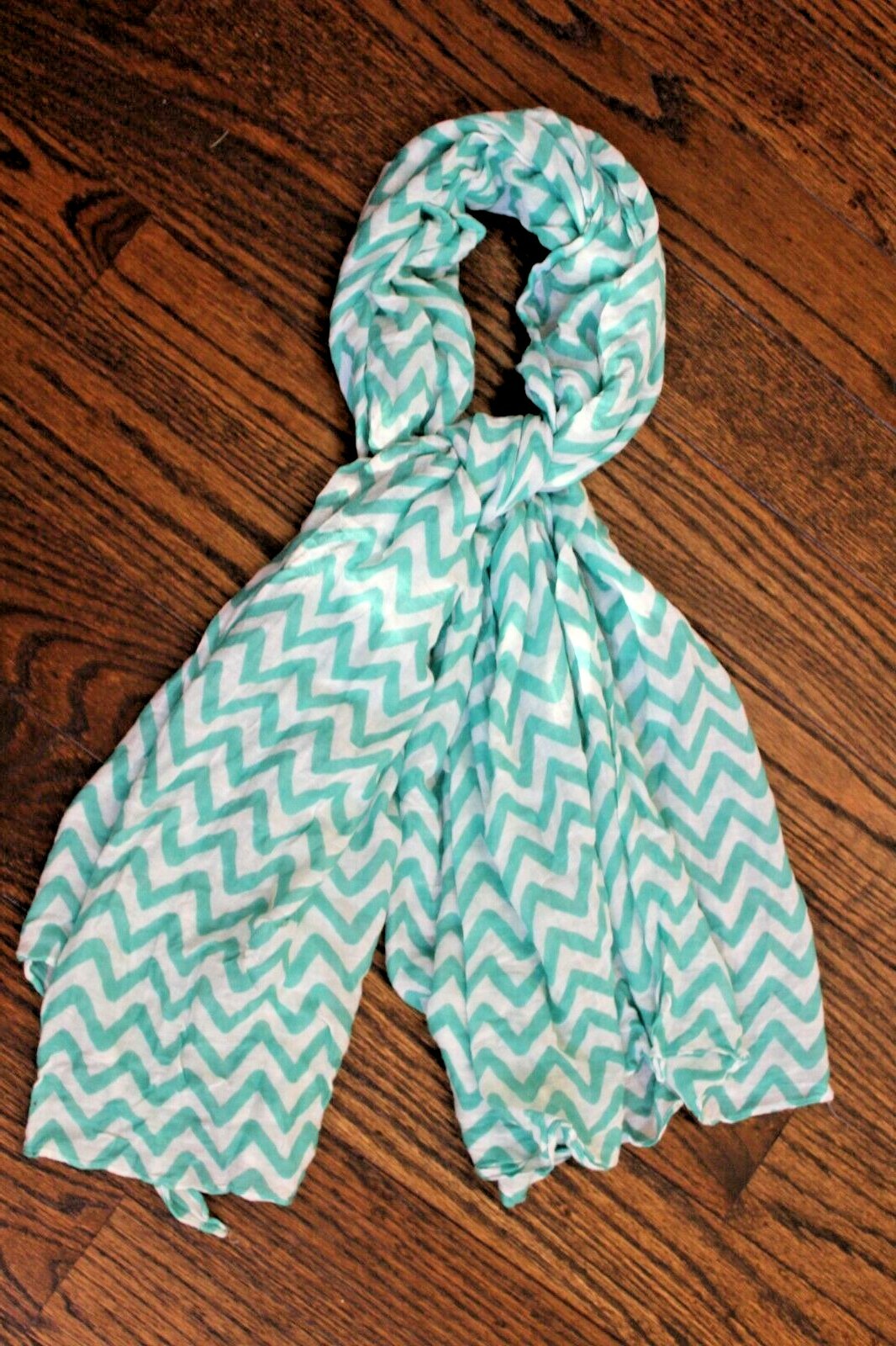 Lightweight Rectangle Accent Neck Scarf Teal Whit… - image 7