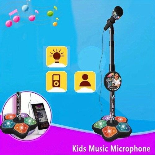 Kids Karaoke Musical Microphone Toy With Adjustable Stand & Colorful Light - Picture 6 of 16