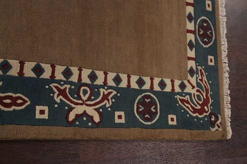 Exquisite Nepalese Indian Wool Rug Bedroom 6x8 ft Brown Carpet - Picture 13 of 21