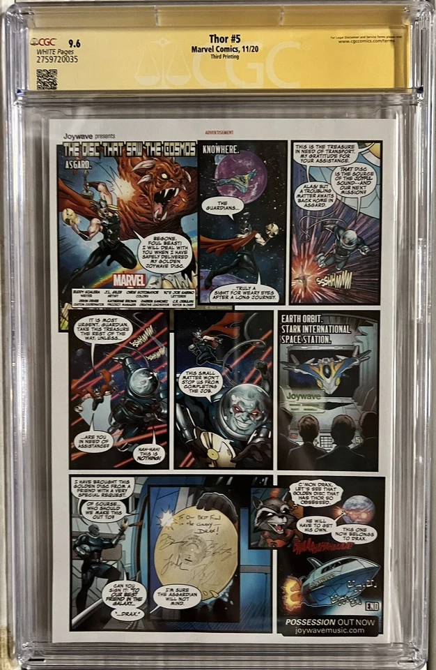 Thor #5 Third Print CGC SS 9.6 Signed by Donny Cates 2020 - Image 4 of 4