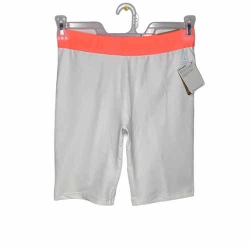 Reebok Training Womens Fitted Short Stark White Electric Coral small New - Picture 2 of 7
