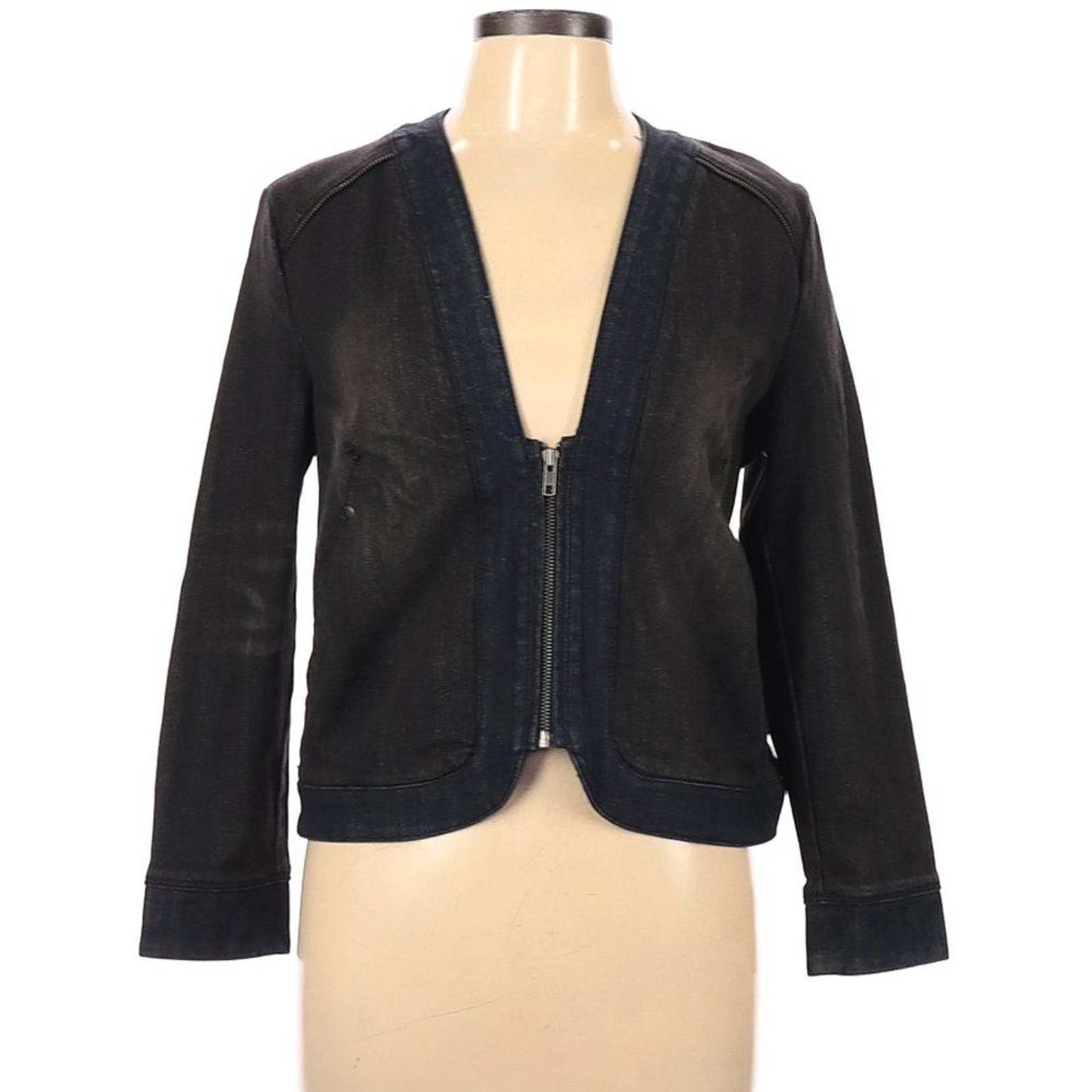 DKNY Women's Denim Jacket in Navy & Black - Size L