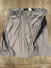 Mens Under Armour Jock Loose Spandex Shorts  Gray Black 2XL