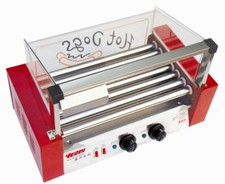 Commercial Hot Dog Roller Machine – 7 Non-Stick Rollers, Glass Hood & Drip Tray