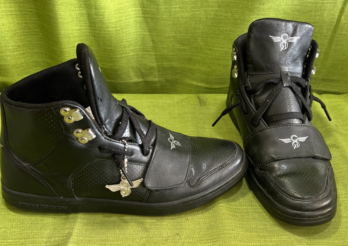 CREATIVE Recreation High Tops Shoes Black Leather Style CR4C Excellent Size 10