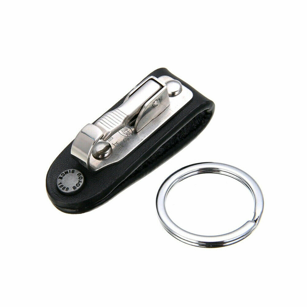 Quick Release Belt Clip Ring Holder Detachable Stainless Steel Leather