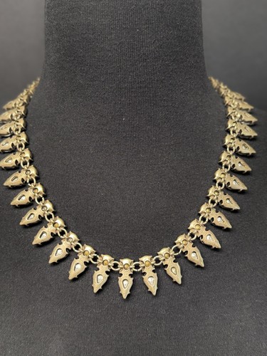 Vintage J CREW GOLD Tone RHINESTONE Spiked Statement Necklace EUC 23” - Picture 2 of 8