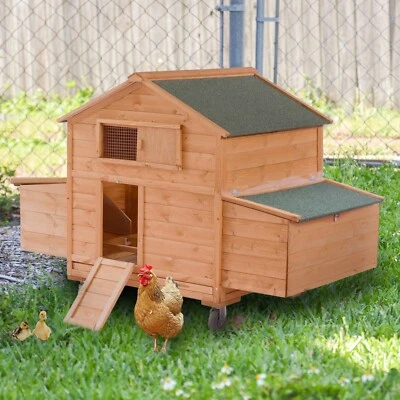 ECOLINEAR Mobile Chicken Coop w/6 Nesting Boxes&4 Wheels for 6-8 Chickens,Large Hen House