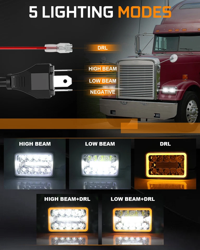 Faros antiniebla de haz sellado alto/bajo LED de 4x6"" para GMC W3500 W4500 W5500 4 un. Foto 3 de 4