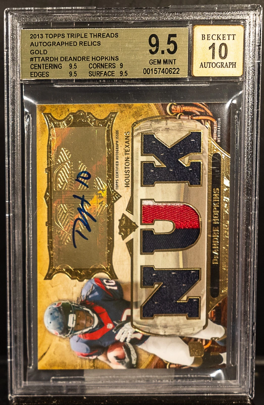 DeAndre Hopkins Topps Triple Threads Rookie Autograph Relics #DH Gold