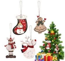 4PCS Wooden Christmas Ornaments