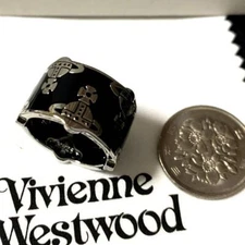 Vivienne Westwood Ring Size 7.5-8 Silver/Black NO BOX [EJ0171