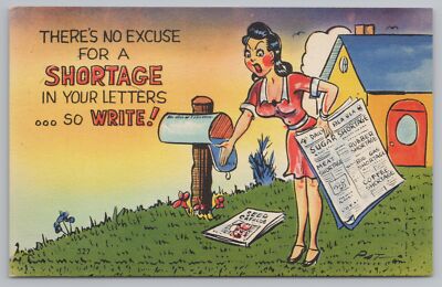 Comics~Woman Angry About Shortage In Letters~Daily Bla Bla Newspaper~Vintage PC