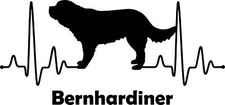 Autoaufkleber / Sticker /  Innen und Außen Herzschlag Liebe Bernhardiner 01
