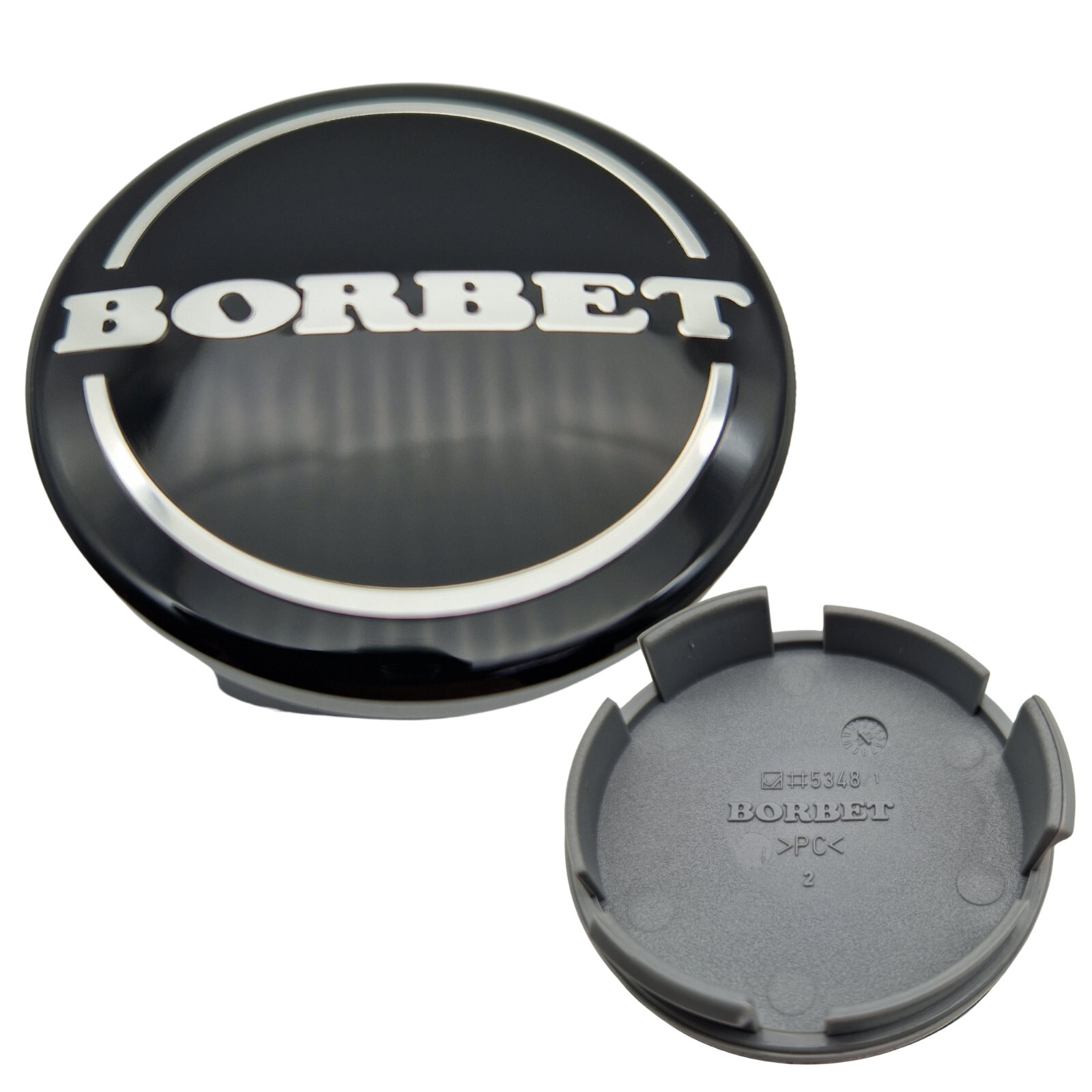 1x Borbet copricerchio 5348 coprimozzo coprimozzo nero lucido argento 55/56 mm
