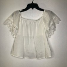 Express Women's Blouse Tops Embroidered Sleeve Ladies Blouse White Size XSmall
