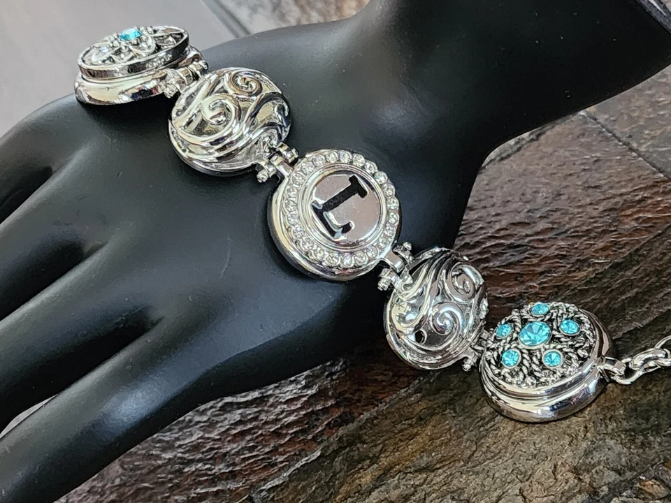 Pulsera Gingersnaps Inicial L Extraíble Tono Plata Rodio Estrás 6"- 8" Foto 2 de 4