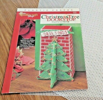 Needlecraft Shop Plastic Canvas Leaflet ''Christmas Tree Doorstop'' w 2 Sheets 7ct