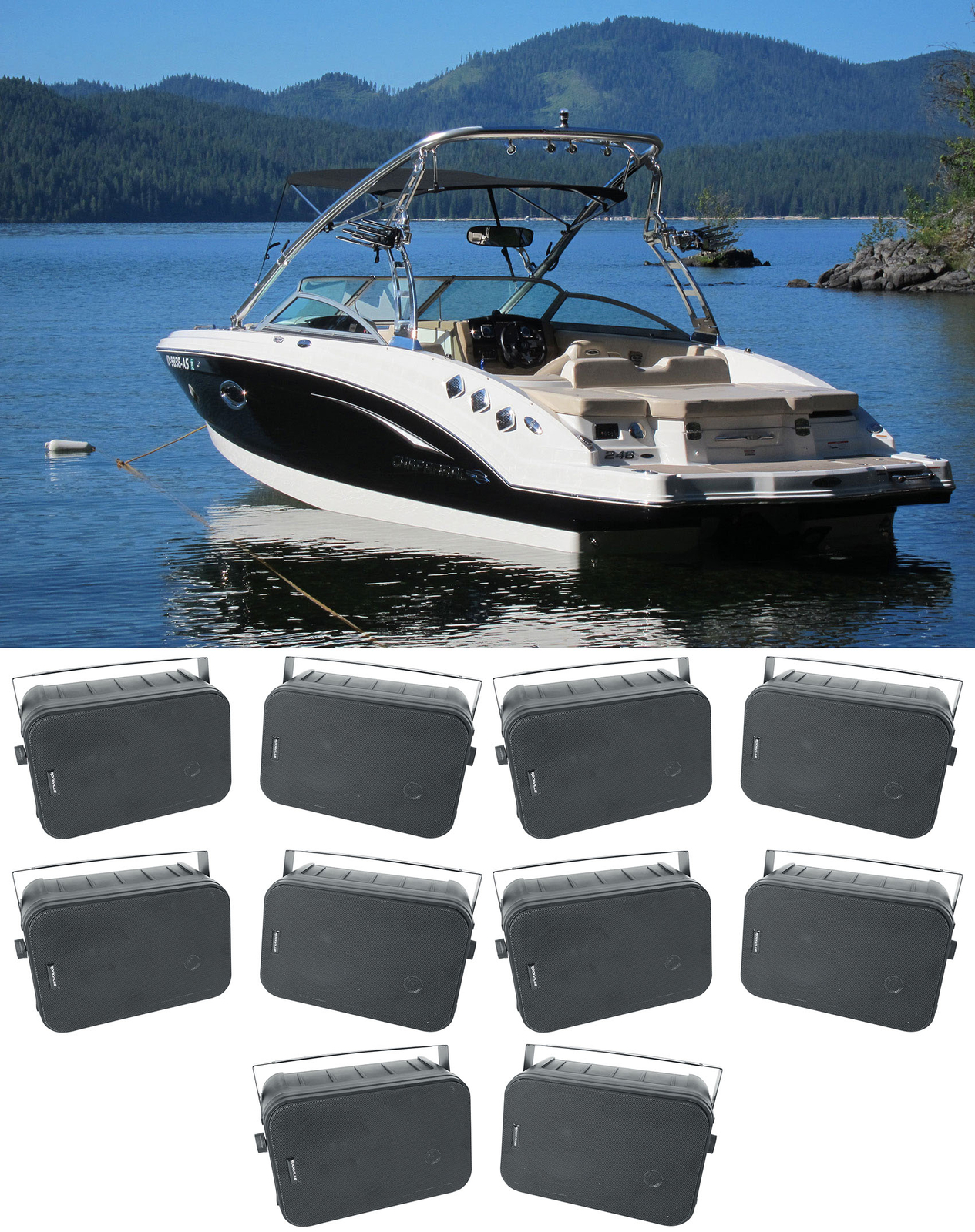 10 Колонки Rockville HP65S-8 65 Black Marine Box с поворотным кронштейном для лодок 40790₽