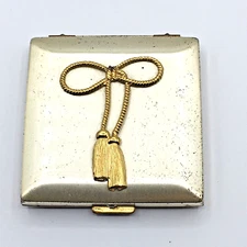 Vintage Gold & Silver Tone Dorset Fifth Avenue Square Face Powder Mirror Compact