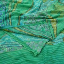 Indian Vintage Sari Pure Georgette Silk Printed Sarees Craft Fabric Sewing 5yd