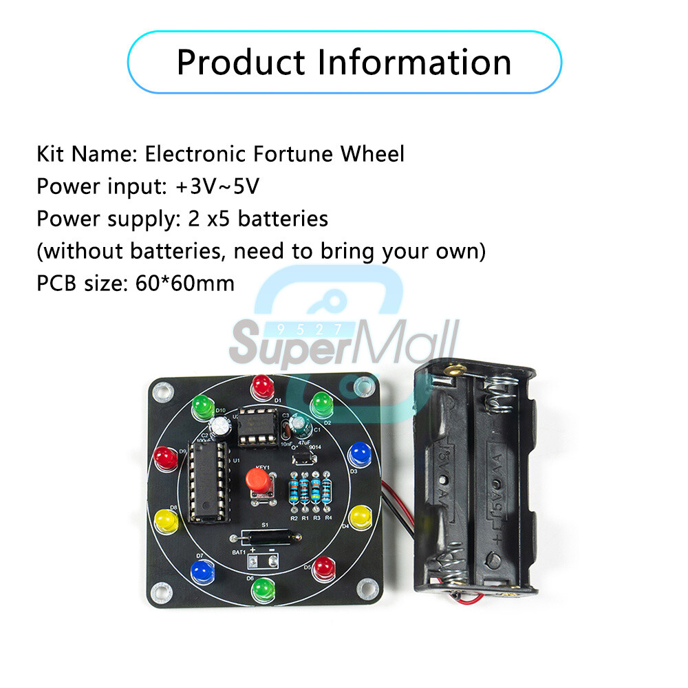 1PCS Round Electronic Lucky Rotary Suite CD4017 NE555 Self DIY LED