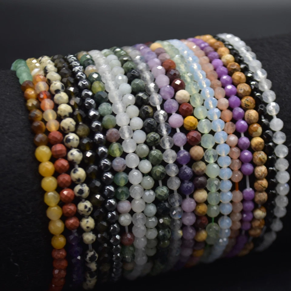 4mm FACETED Round Beads Crystal Bracelet Sample Strand - Image 2 of 3