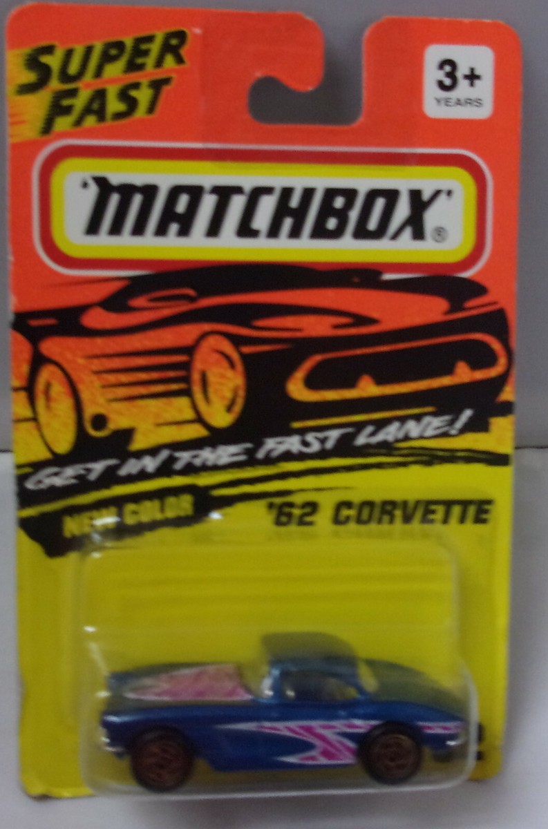 1995 Matchbox SuperFast Chevrolet '62 Corvette Blue Diecast Car